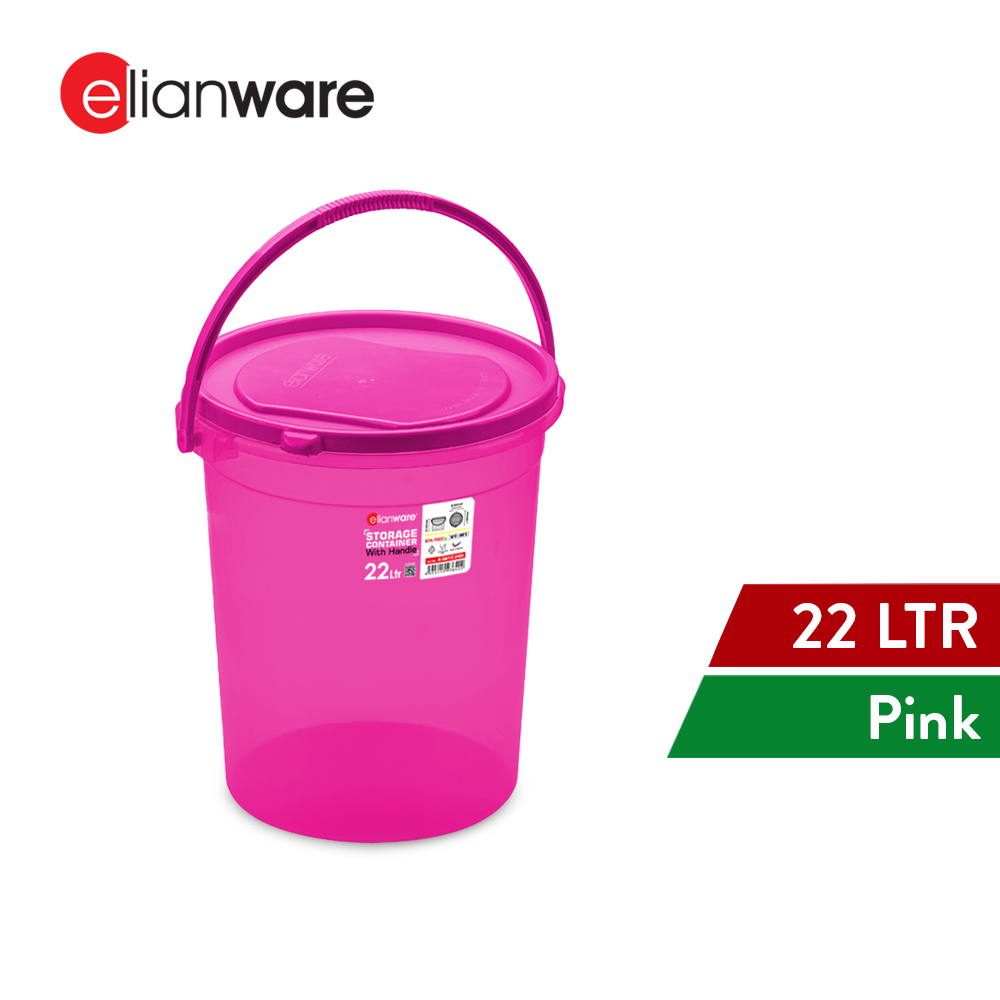 Elianware Storage Container Round Beras Food Container Air Pail with Handle