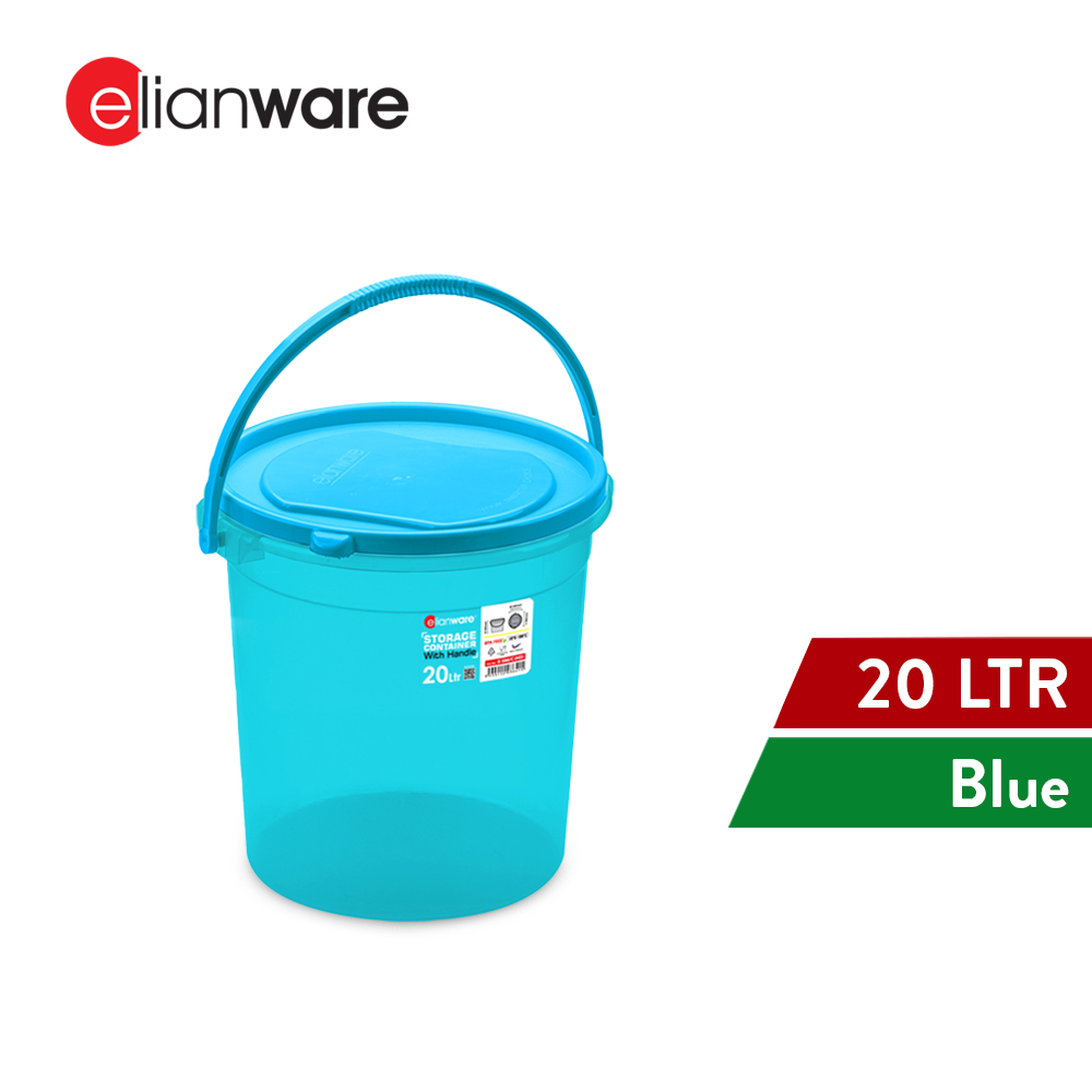 Elianware Storage Container Round Beras Food Container Air Pail with Handle