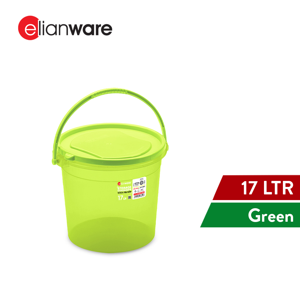 Elianware Storage Container Round Beras Food Container Air Pail with Handle