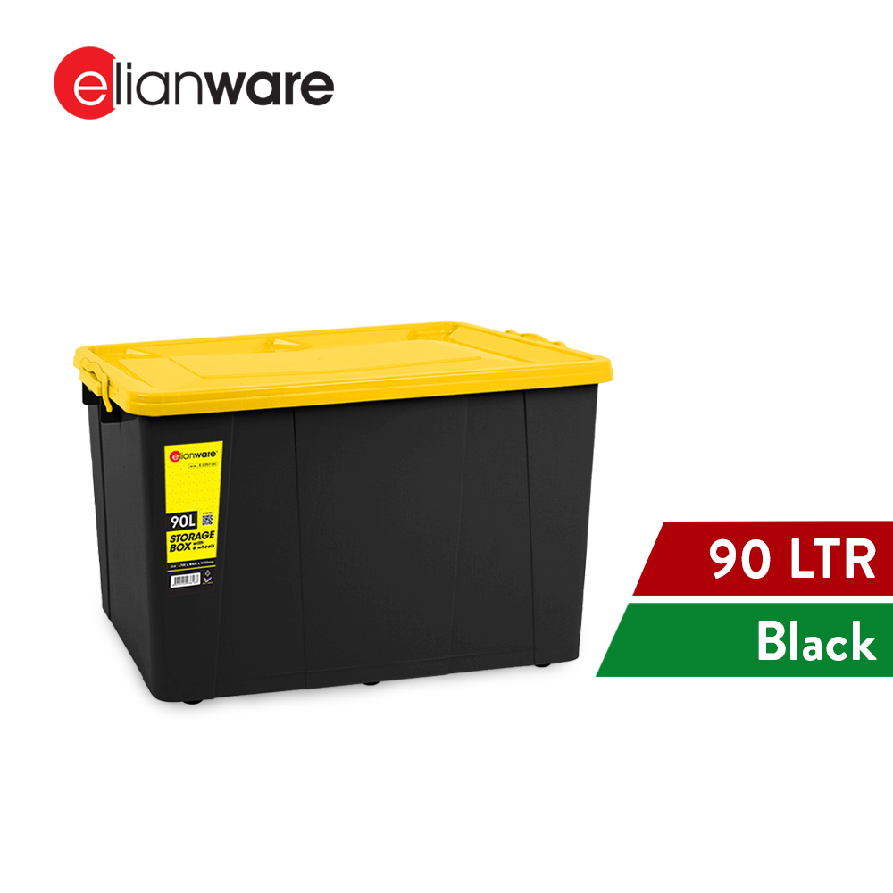 Elianware 20/30/40/50/60/70/90L Plastic Storage Box with Wheels Storage Organizer Kotak Penyimpanan Roda (1PC/Bundle)