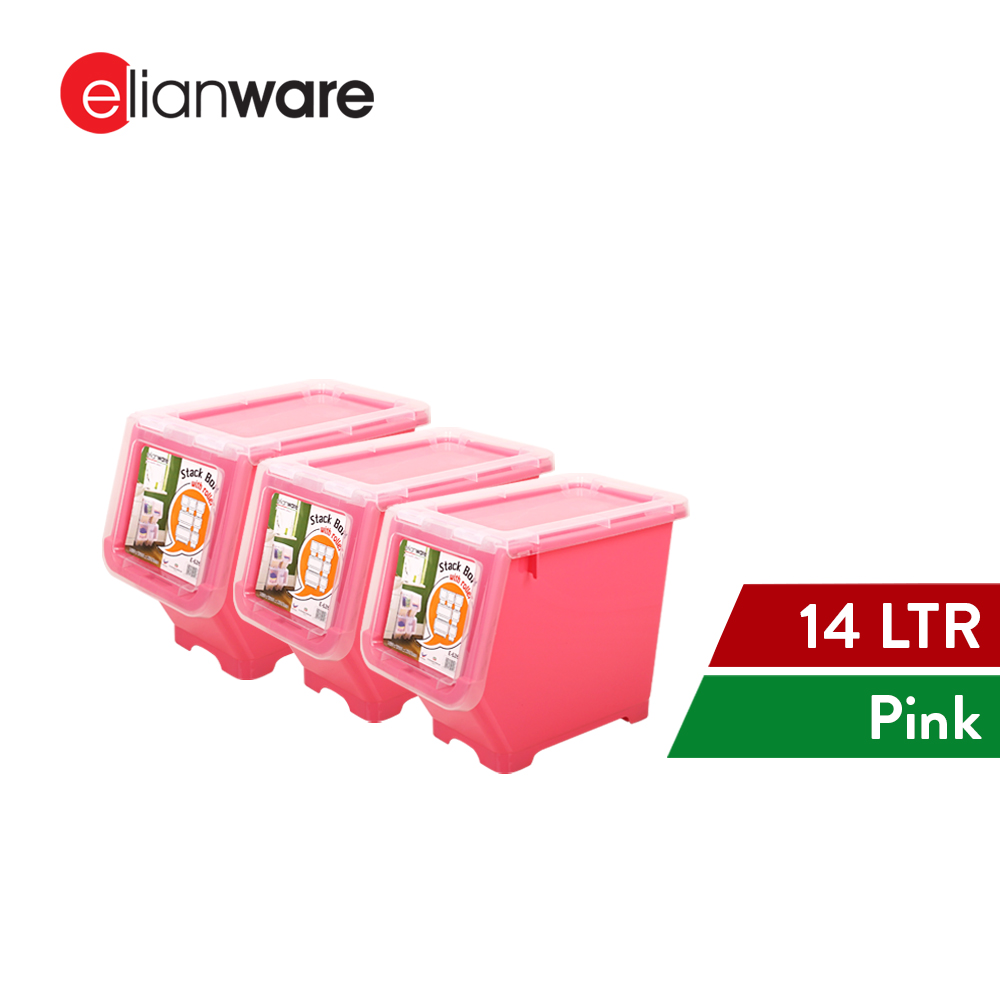 Elianware 14Ltr Stackable Storage Box Drawer Cabinet with Roller (1Pc/3Pcs)