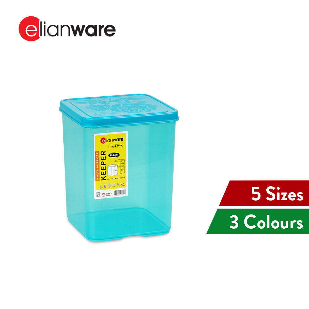 Elianware Airtight Food Container Storage BPA Free Square Biscuits Milo Bekas Makanan Kedap Udara