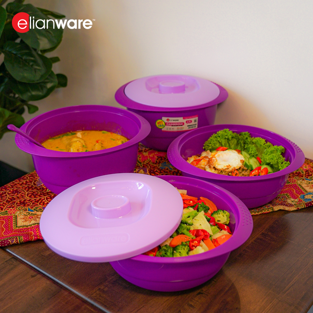 Elianware 2PCS/4PCS Buffet Tray Bekas Makanan Casserole Raya Party Serving Set with Ladle