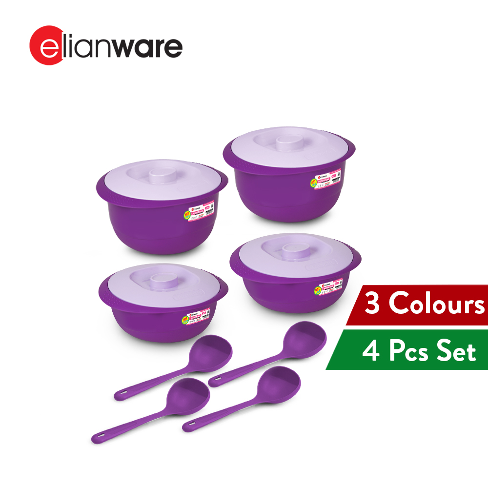 Elianware 2PCS/4PCS Buffet Tray Bekas Makanan Casserole Raya Party Serving Set with Ladle