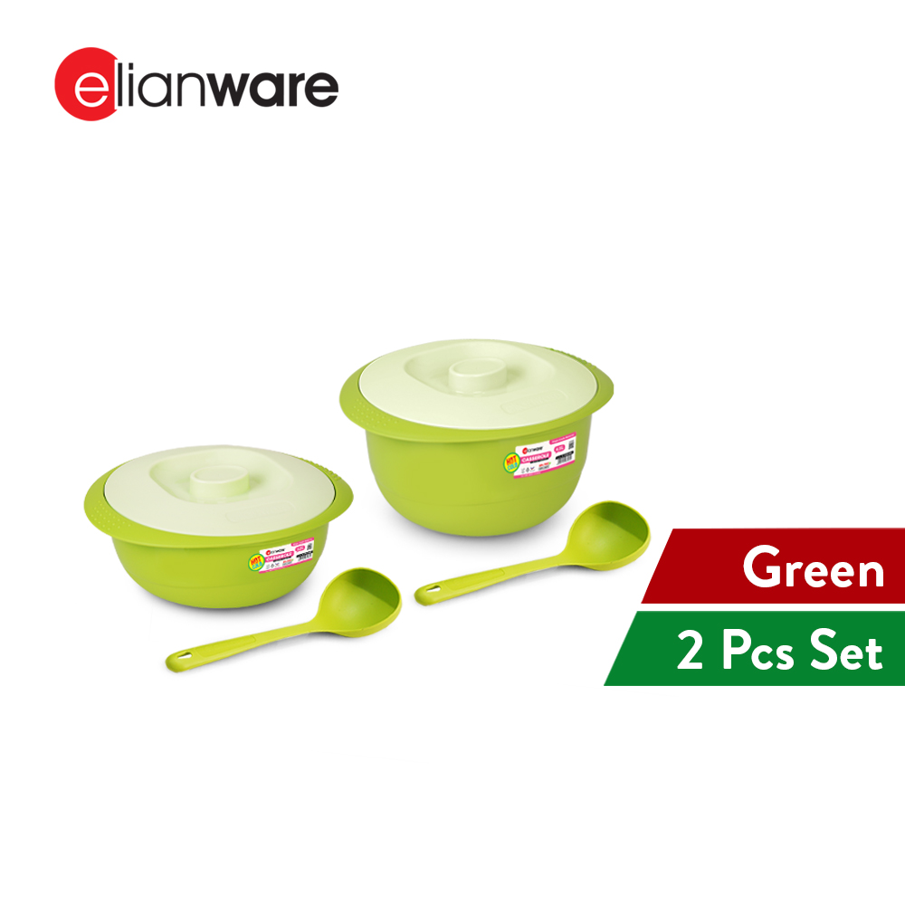Elianware 2PCS/4PCS Buffet Tray Bekas Makanan Casserole Raya Party Serving Set with Ladle