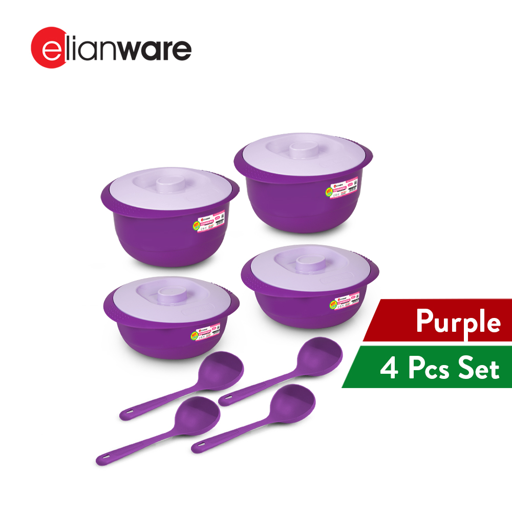 Elianware 2PCS/4PCS Buffet Tray Bekas Makanan Casserole Raya Party Serving Set with Ladle
