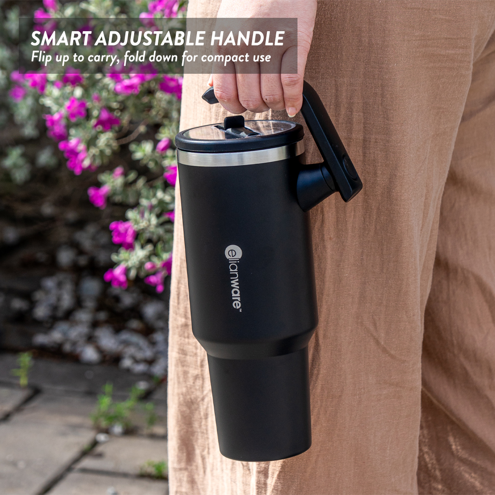 Elianware 1200ML 304 Stainless Steel Vaccum Insulated Flask Straw Tumbler Coffee Mug