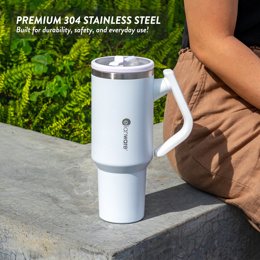 Elianware 1200ML 304 Stainless Steel Vaccum Insulated Flask Straw Tumbler Coffee Mug
