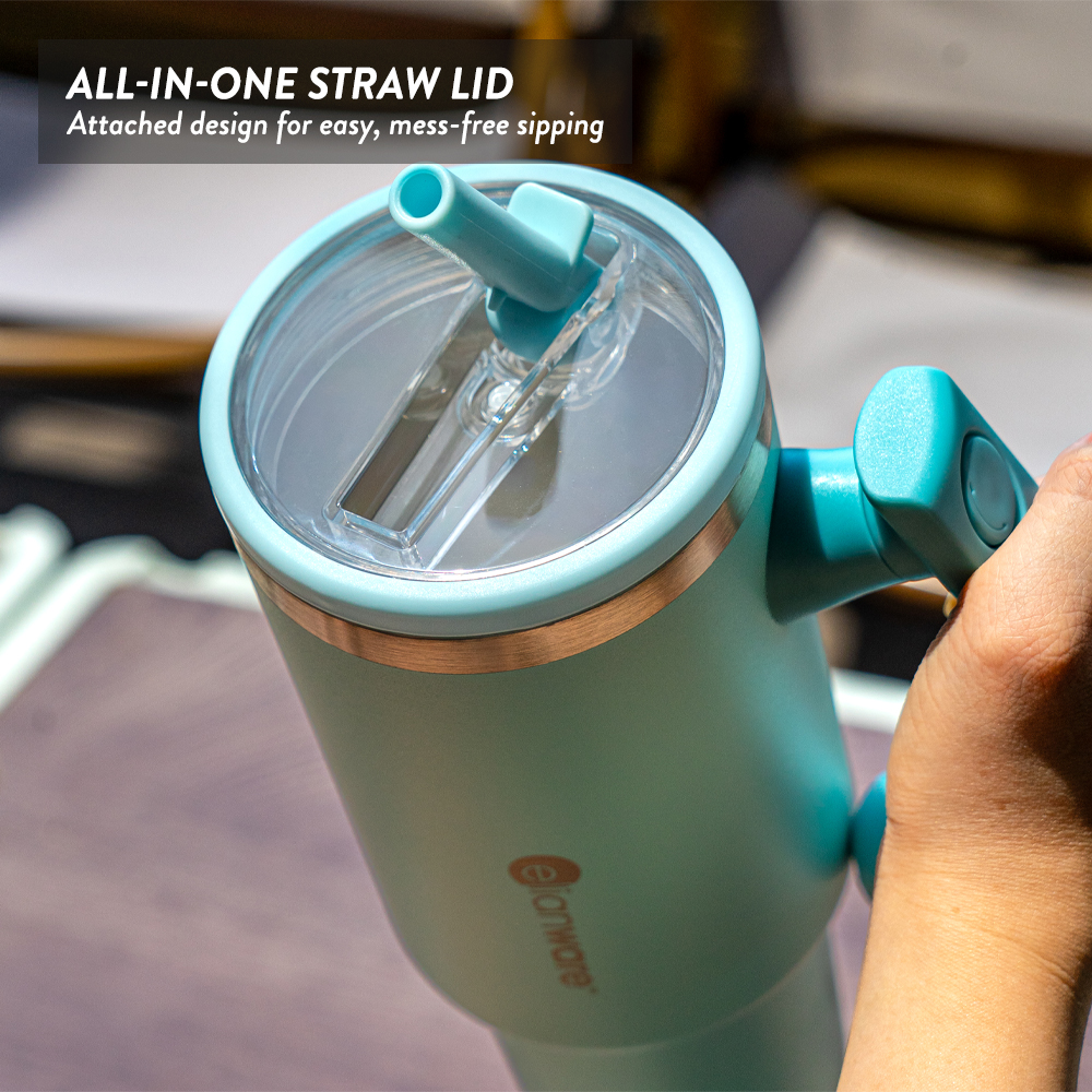 Elianware 1200ML 304 Stainless Steel Vaccum Insulated Flask Straw Tumbler Coffee Mug
