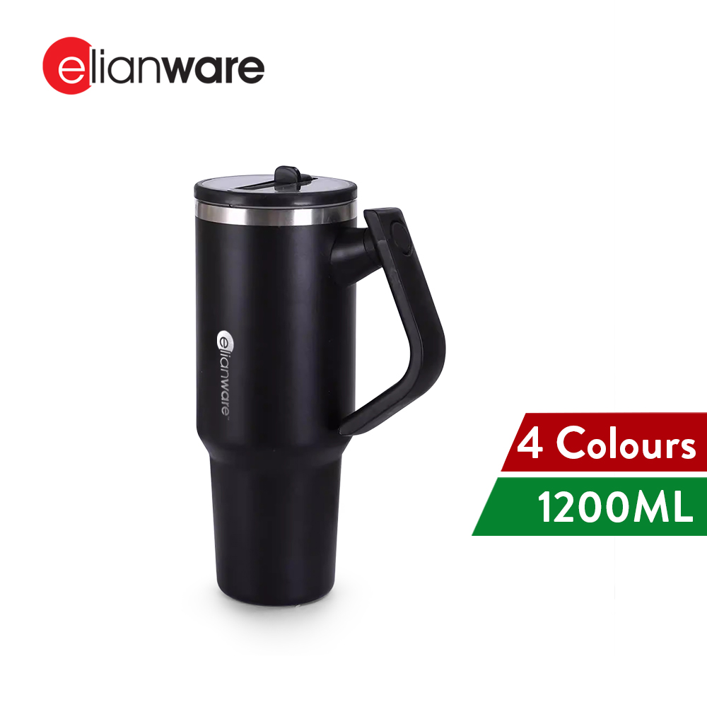 Elianware 1200ML 304 Stainless Steel Vaccum Insulated Flask Straw Tumbler Coffee Mug