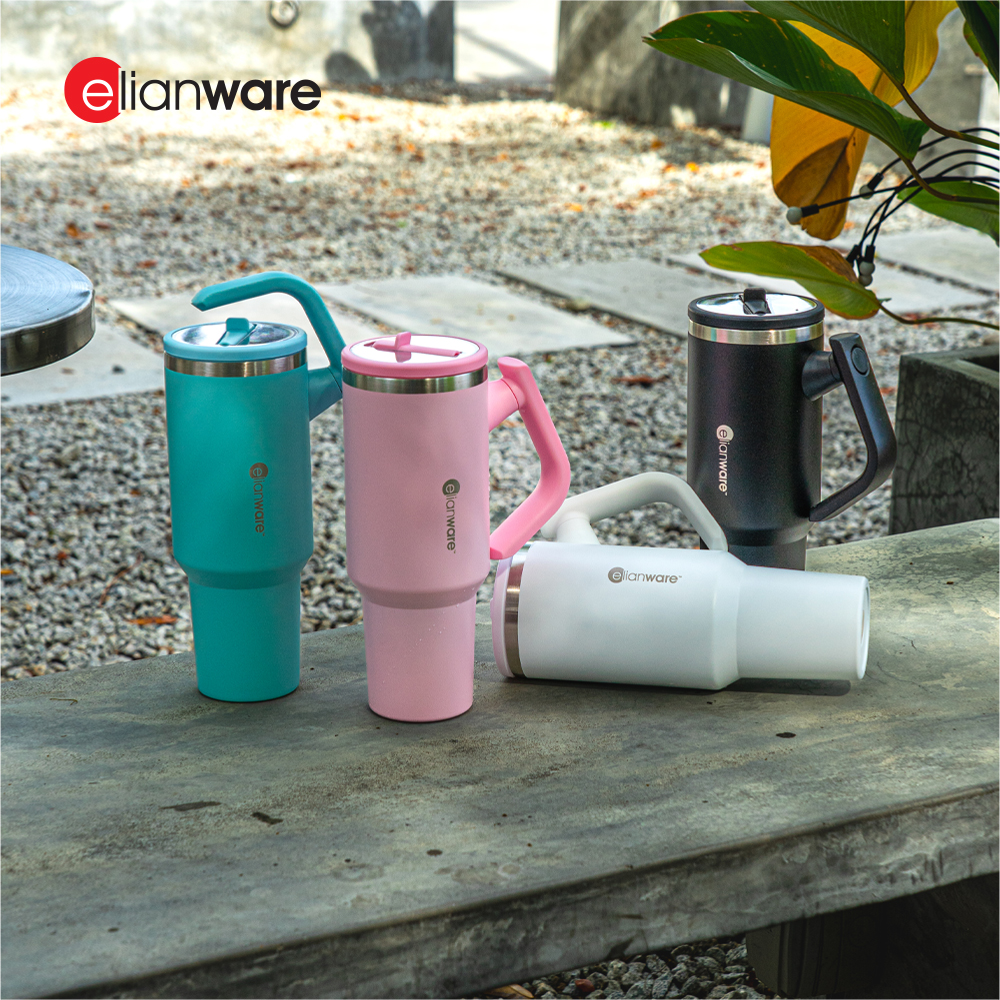 Elianware 1200ML 304 Stainless Steel Vaccum Insulated Flask Straw Tumbler Coffee Mug