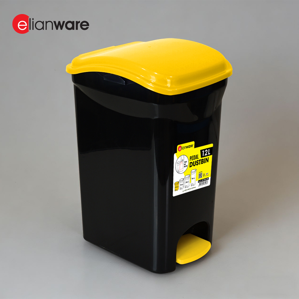 Elianware 12L/16L/30L/40L Heavy Duty Pedal Trash Dustbin Tong Sampah Garbage Bin