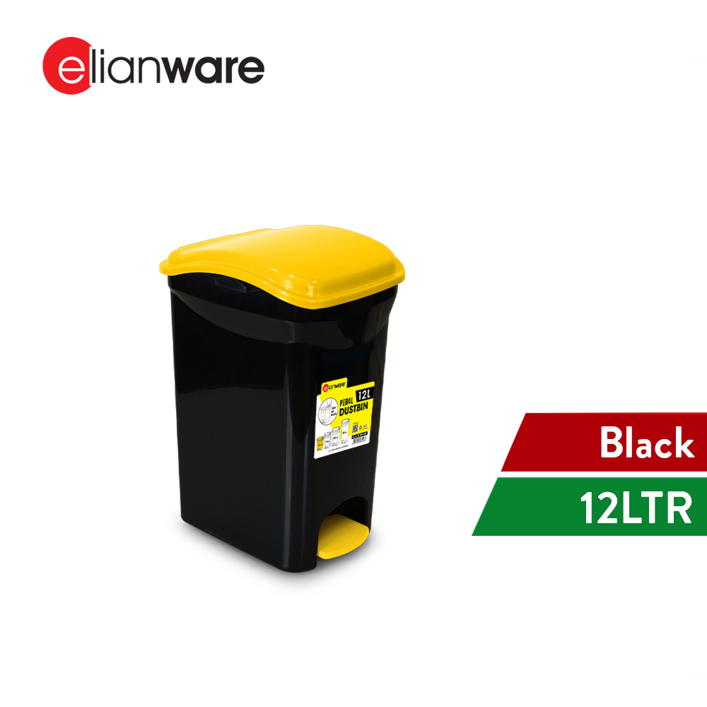 Elianware 12L/16L/30L/40L Heavy Duty Pedal Trash Dustbin Tong Sampah Garbage Bin