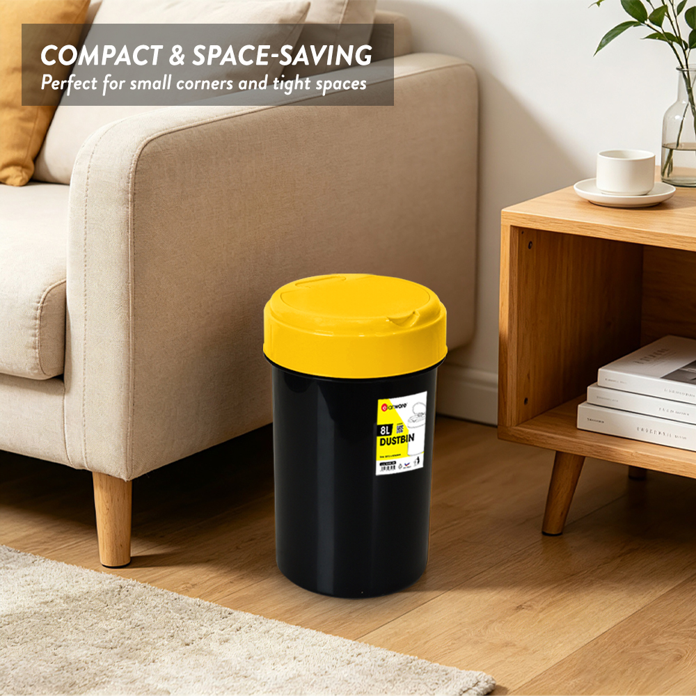 Elianware 8L/17L Heavy Duty Flip Top Trash Dustbin Round Tong Sampah