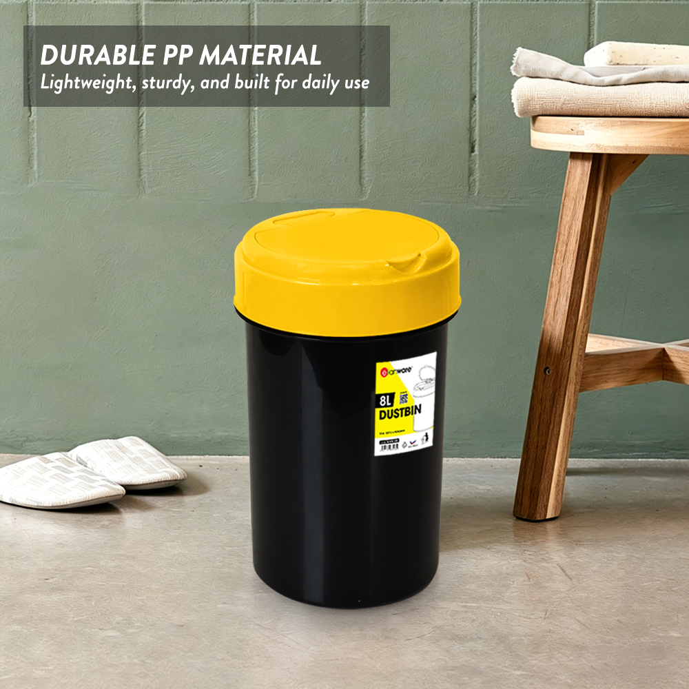 Elianware 8L/17L Heavy Duty Flip Top Trash Dustbin Round Tong Sampah