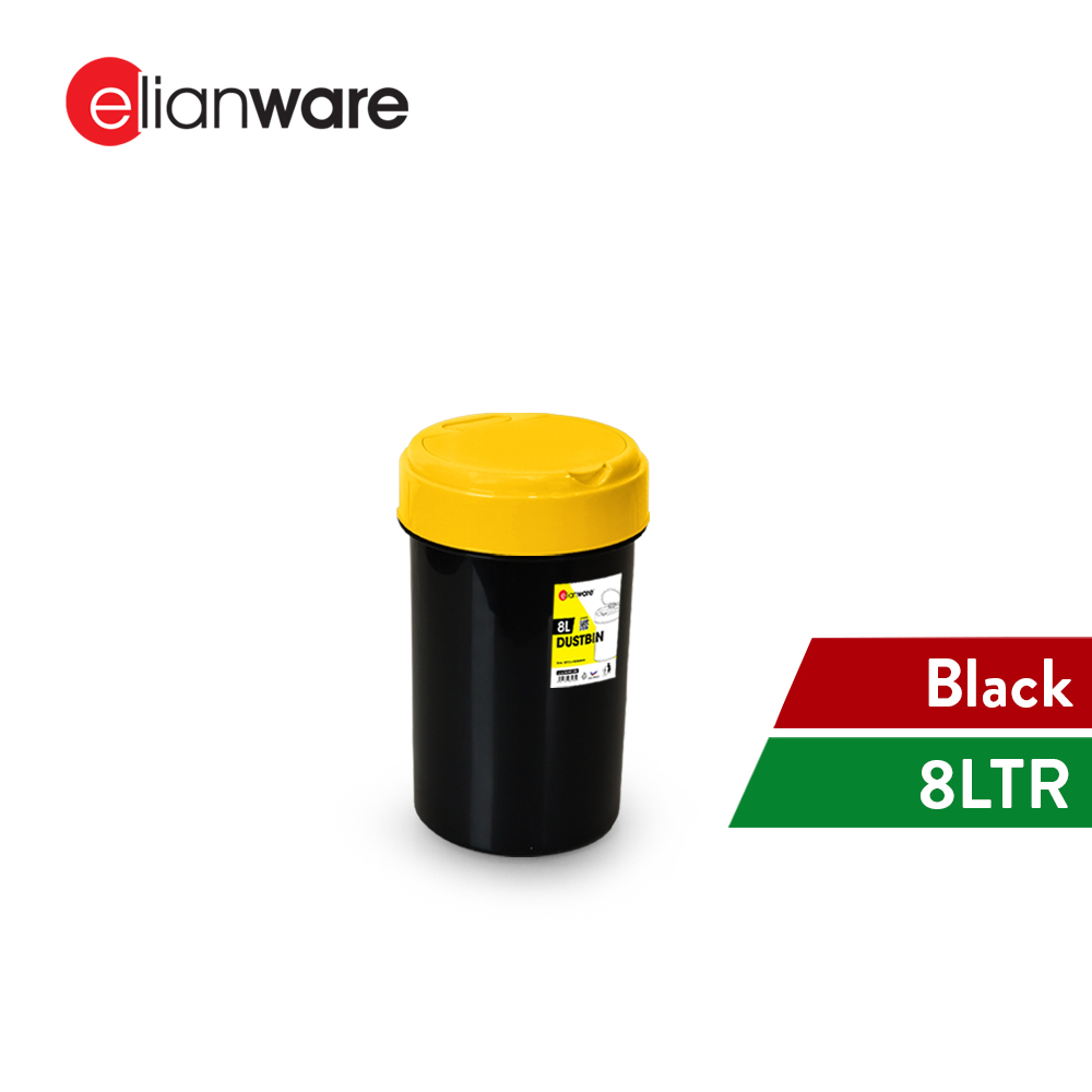 Elianware 8L/17L Heavy Duty Flip Top Trash Dustbin Round Tong Sampah