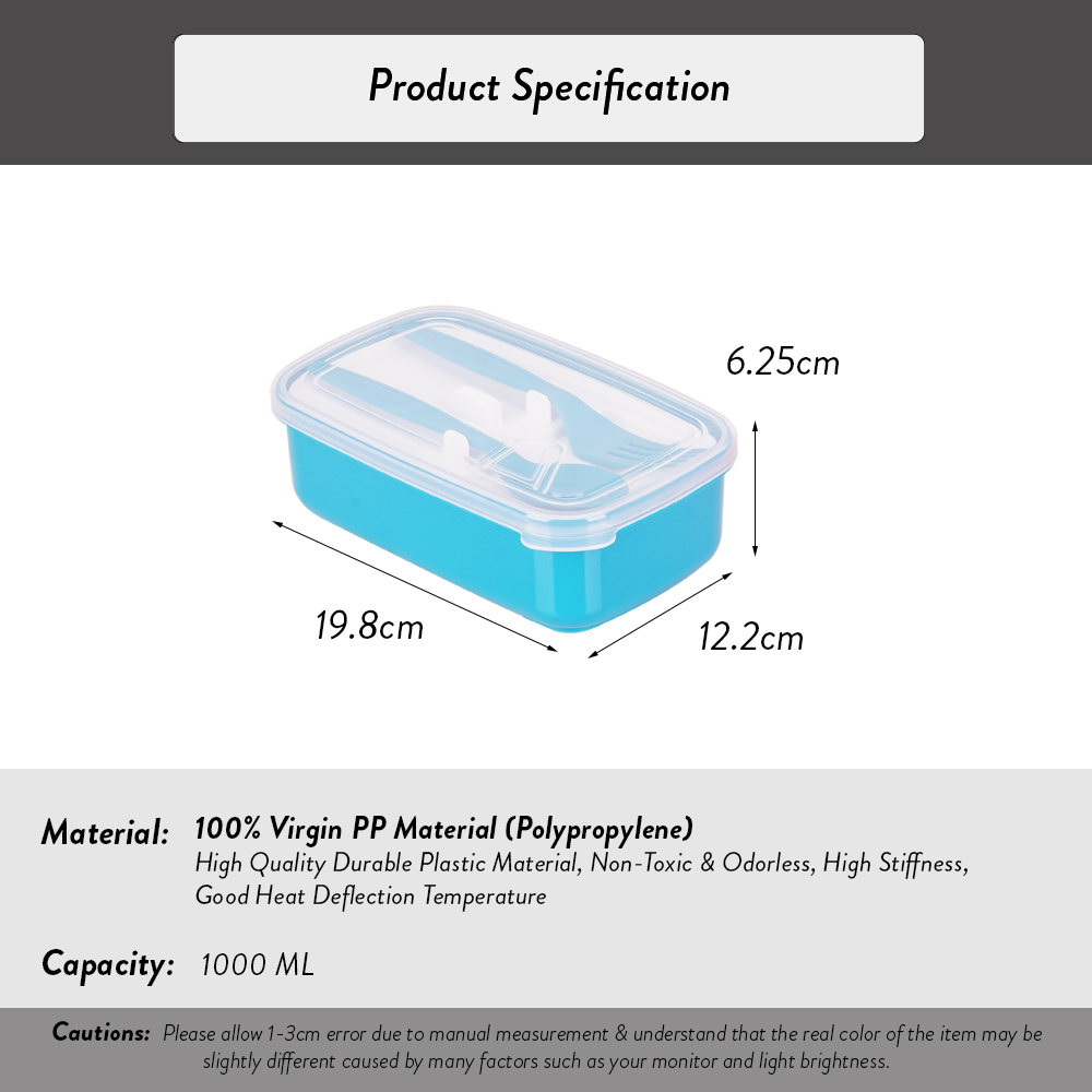 [Carton Deal] Elianware Lunch Box Container With Fork & Spoon Bento Lunch Box (1.0L X 96pcs)