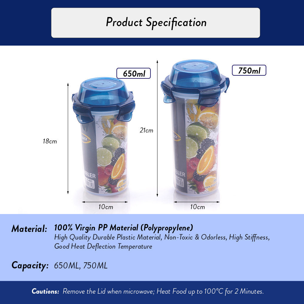 Elianware Ezy-Lock Airtight [BPA Free] Tumbler Water Bottle Shaker Container