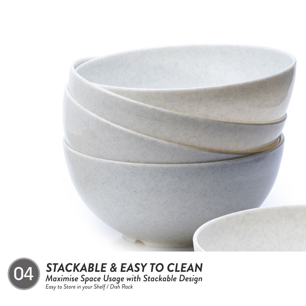 Elianware 4.5” Marble Dining Bowl (6 Pcs Set) Small Soup Mangkuk Bowl