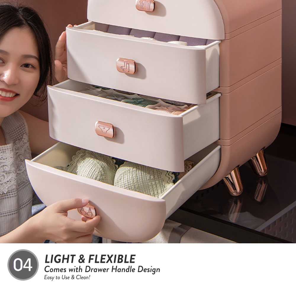 Elianware 4 Layer Cabinet Bra Socks Panties Drawer Storage Box Organizer Wardrobe Clothes