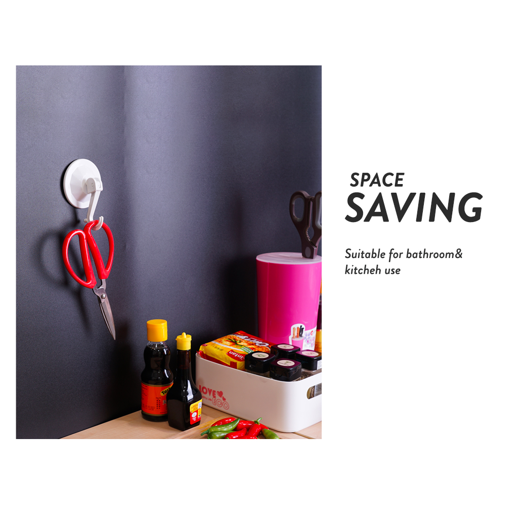Elianware 2pcs Strong Wall Vacuum Hooks Heavy 2kg Weight Kitchen Bathroom Hanger