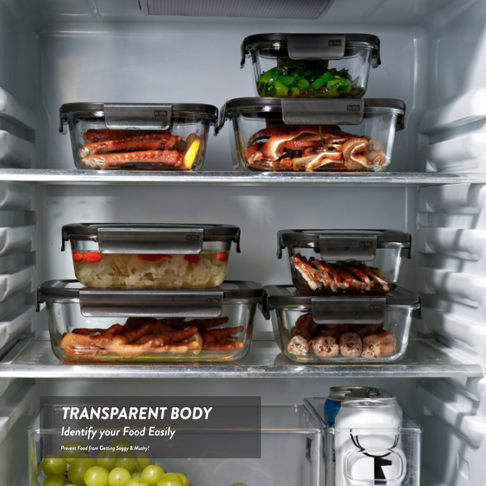 Elianware Rectangular Airtight Borosilicate Glasslock Keeper Multipurpose Food Storage Lunch Box