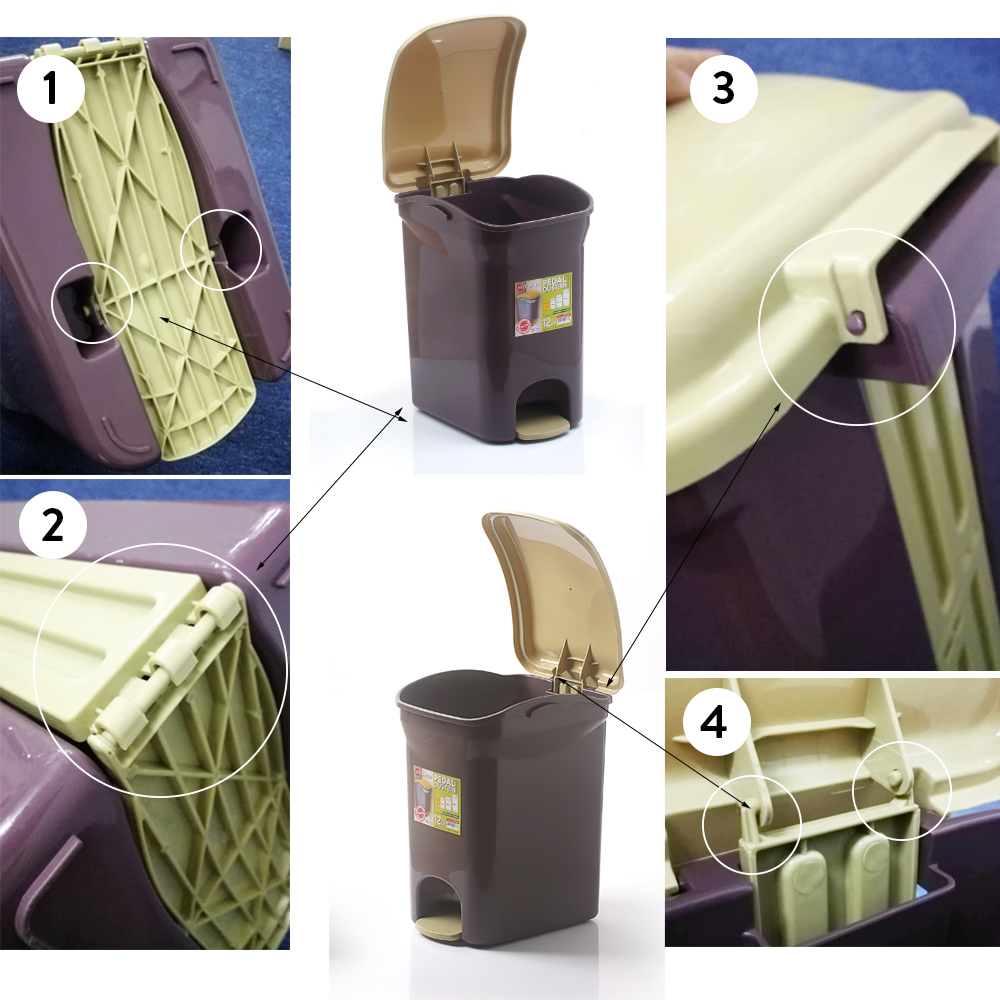 Elianware 12L/30L/40L Dustbin Pedal Tong Sampah Bertutup Antibacterial Trash Bin