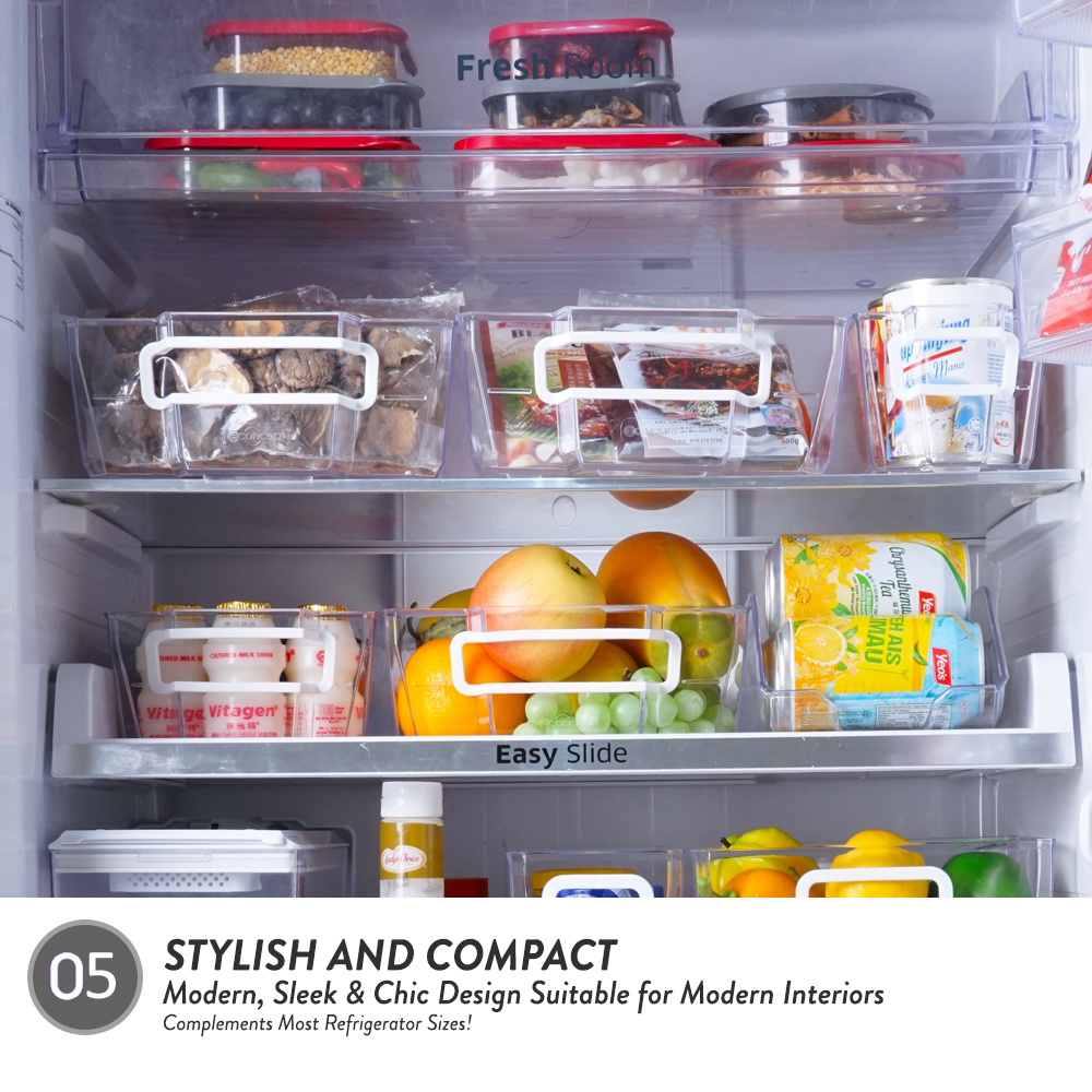 Elianware E-Concept BPA FREE Stackable Wide Drawer with Handle Fridge & Freezer Organizer (22cm)