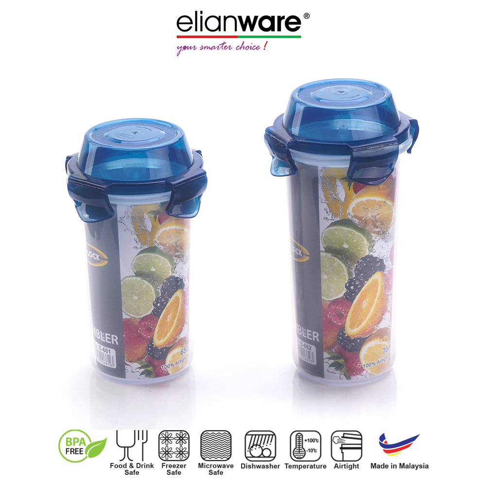 Elianware Ezy-Lock Airtight [BPA Free] Tumbler Water Bottle Shaker Container