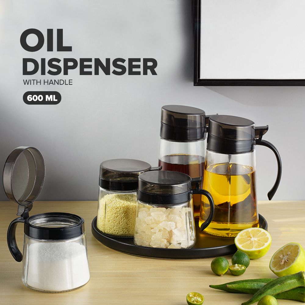 Elianware 600ml Kitchen Glass Cooking Oil Jar Sauce Bottle Dispenser
