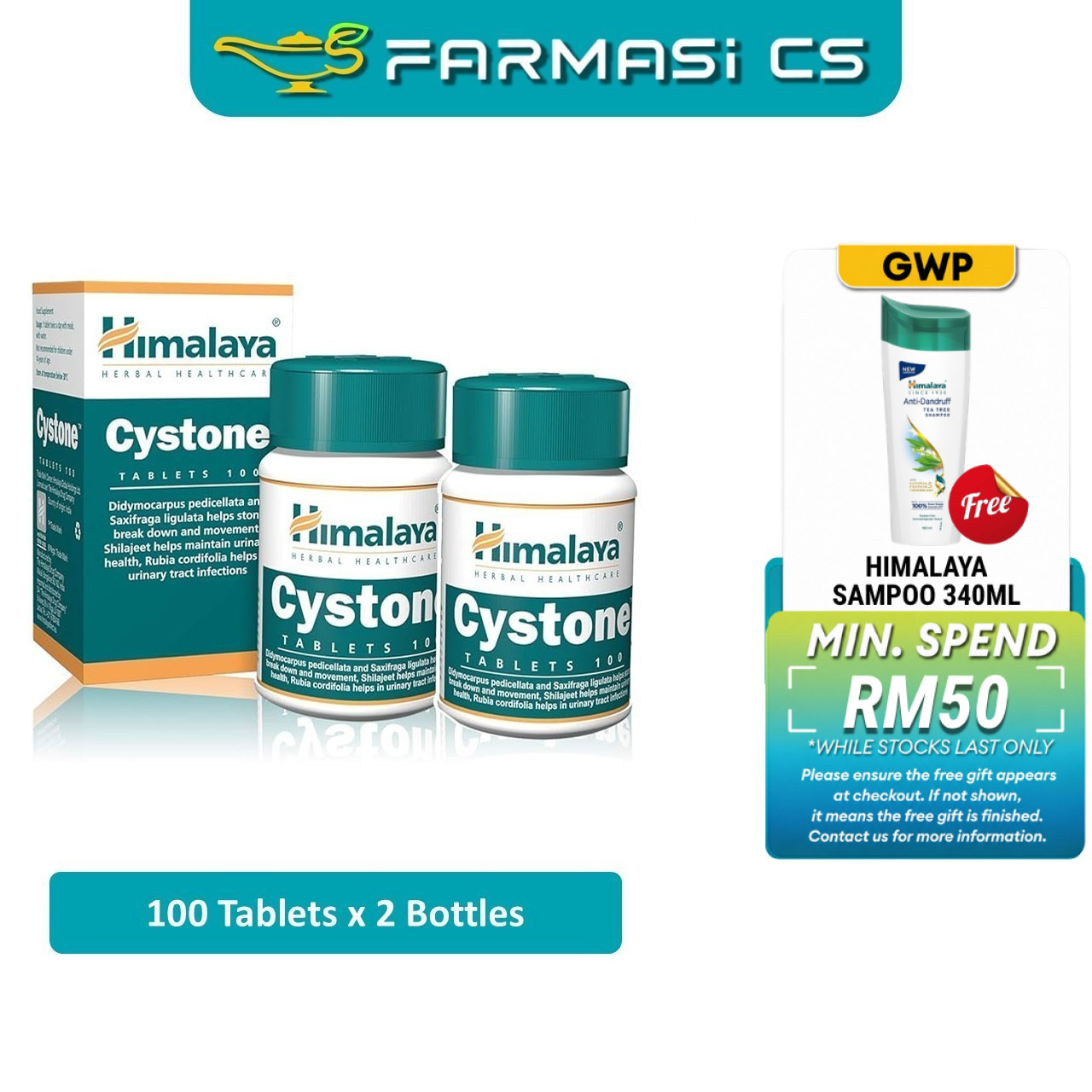 SPECIAL Himalaya Cystone 100 Tablets x 2 Bottles (TWIN) EXP:07/2027 [ Farmasi CS ]