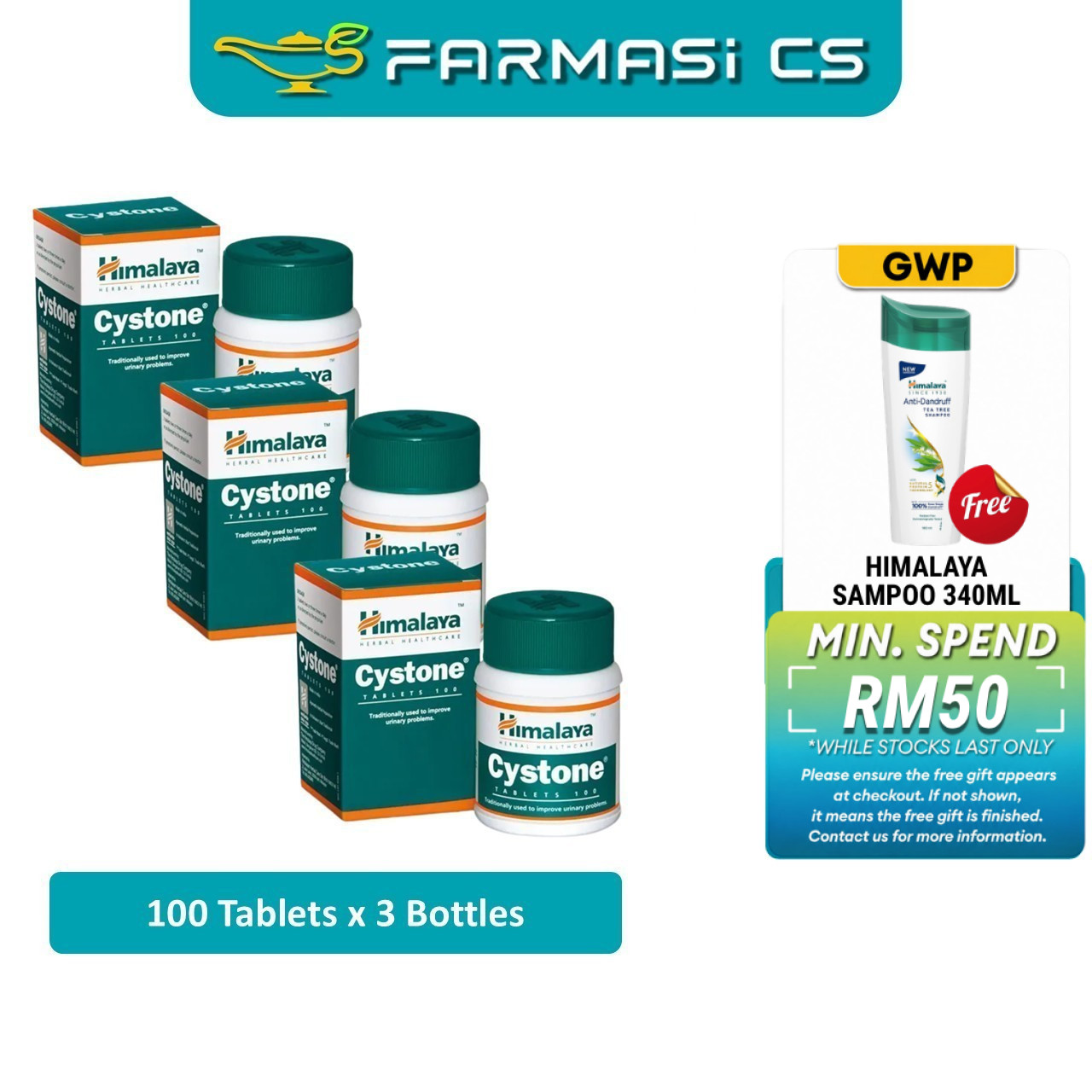 SPECIAL Himalaya Cystone 100 Tablets x 3 Bottles EXP:07/2027 [ Farmasi CS ]