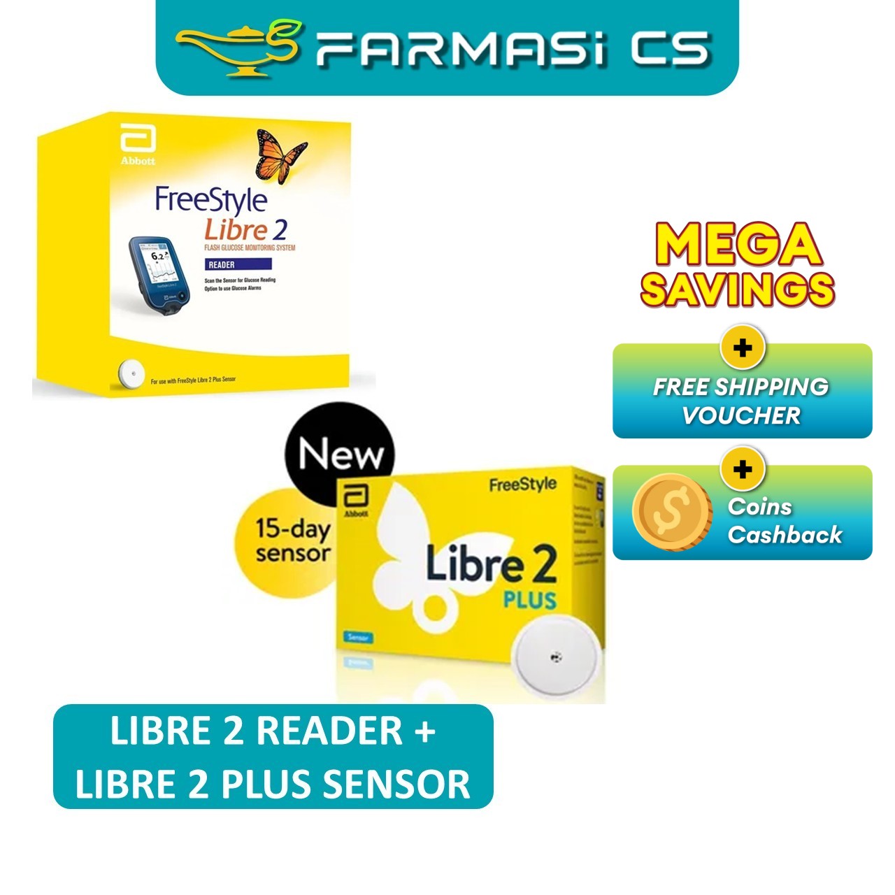 PROMO Abbott FreeStyle Libre Glucose Monitor Starter Kit ( Reader + Sensor ) EXP:11/2026 [ Libre 2 F