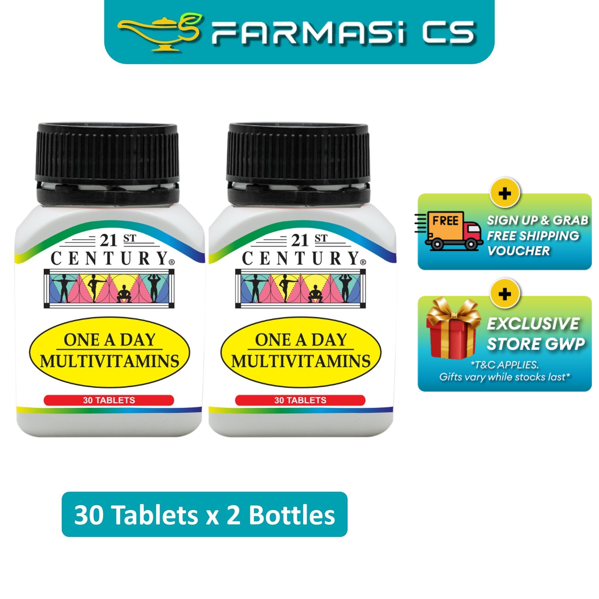 21st Century One A Day Multivitamin 30 Tablets x 2 Bottles (TWIN) EXP:11/2028 [ Multivitamins & Mine