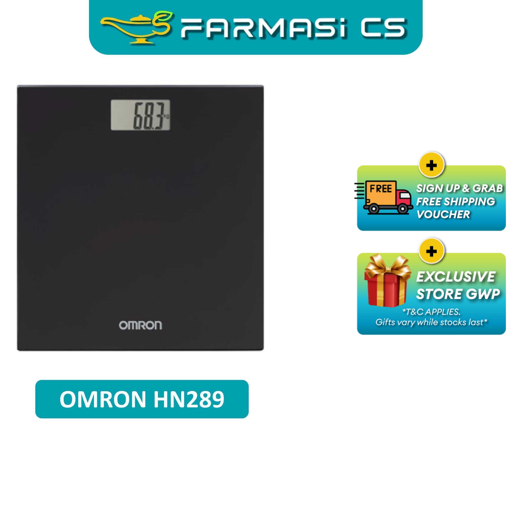 OMRON Digital Body Weight Scale HN289 BLACK (1 year warranty) (weight scale digital) (penimbang bera