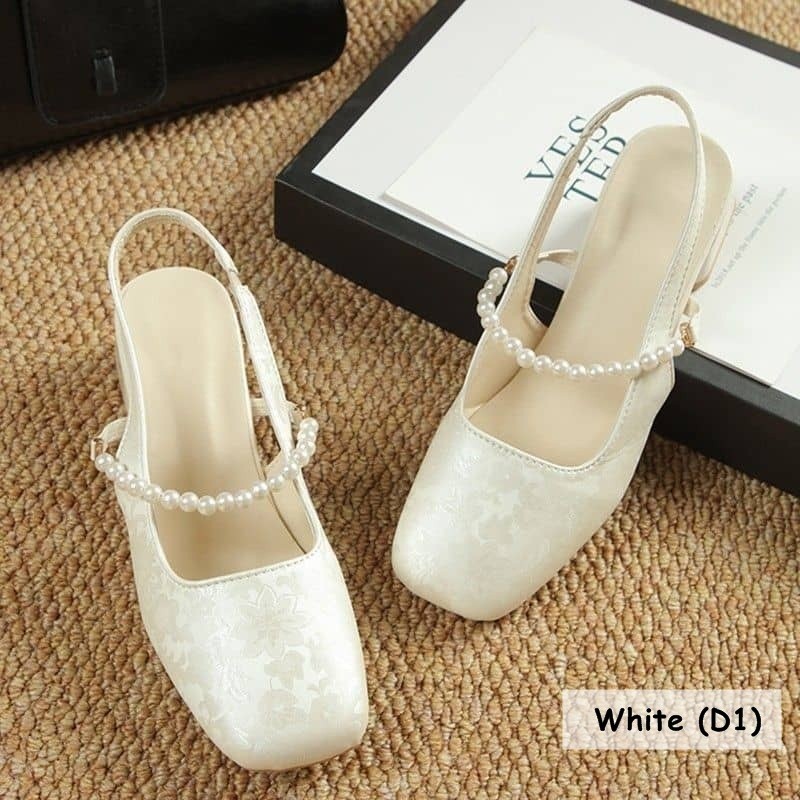 Fashionhomez 8333 Kasut Bertumit / Mutiara Chunky Heel ( size 34-40 )
