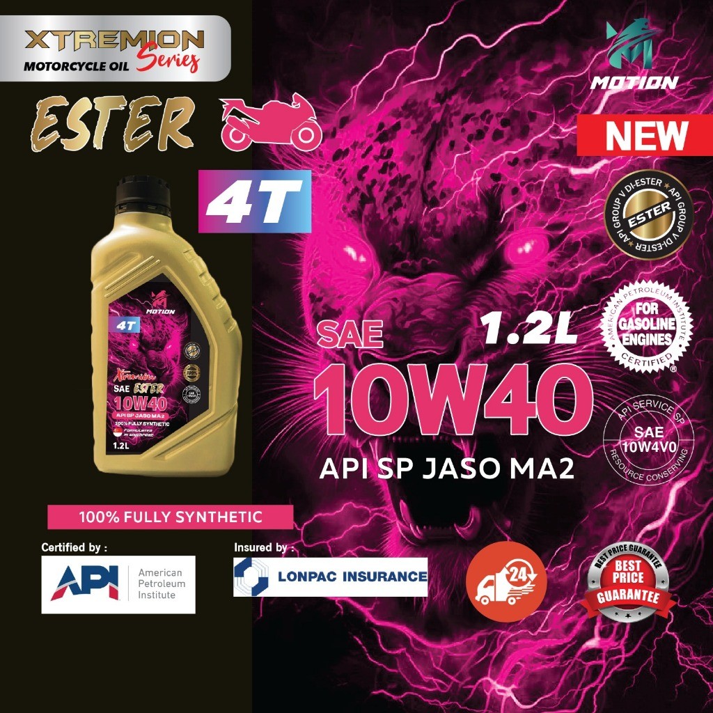 MOTION Xtremion 4T Ester MA2 SN Fully Synthetic Motorcycle Oil (1.2L/15W50/10W40)