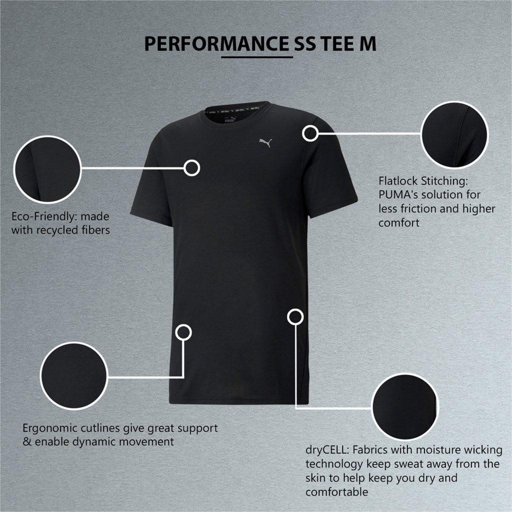PUMA Men PERFORMANCE Short Sleeve Training T-Shirt Black PUMA Men PERFORMANCE Short Sleeve Training T-Shirt Black