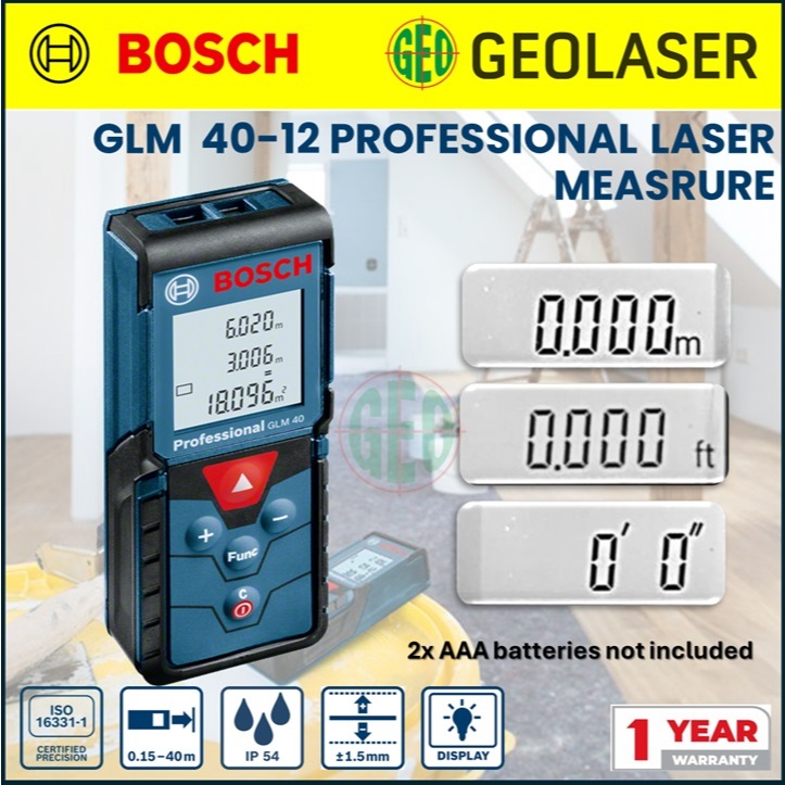 [ 2025 model ] Bosch GLM 40-12 Professional Laser Measure (40 Meter, Replaced GLM 40)