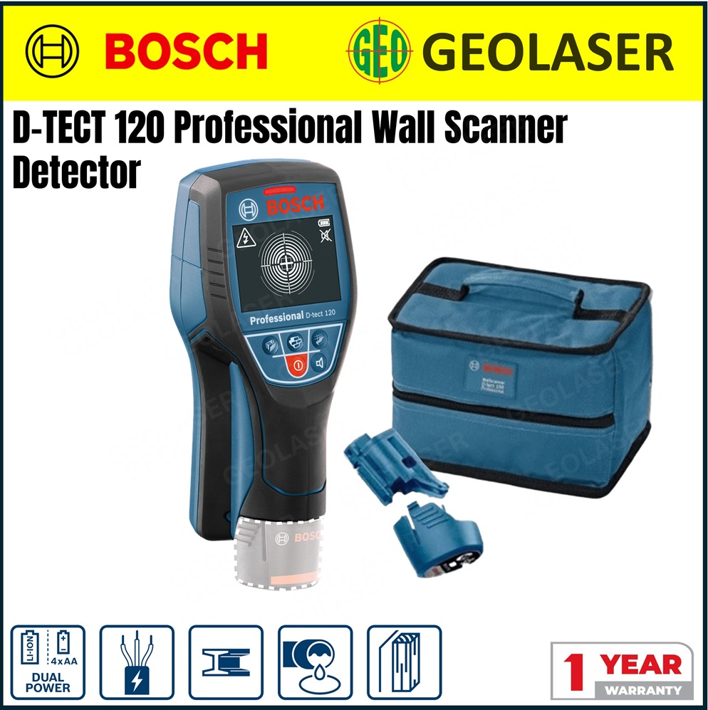 Bosch D-TECT 120 Professional Cordless Wall Scanner Detector (SOLO) Metal Detector D TECT 120 / DTEC