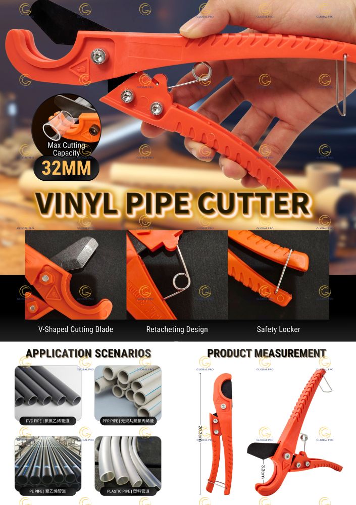 Gunting Pvc PREMIUM 33MM Vinyl Pipe Cutter Hand Tool Pisau Pemotong Paip PVC PAIP ...