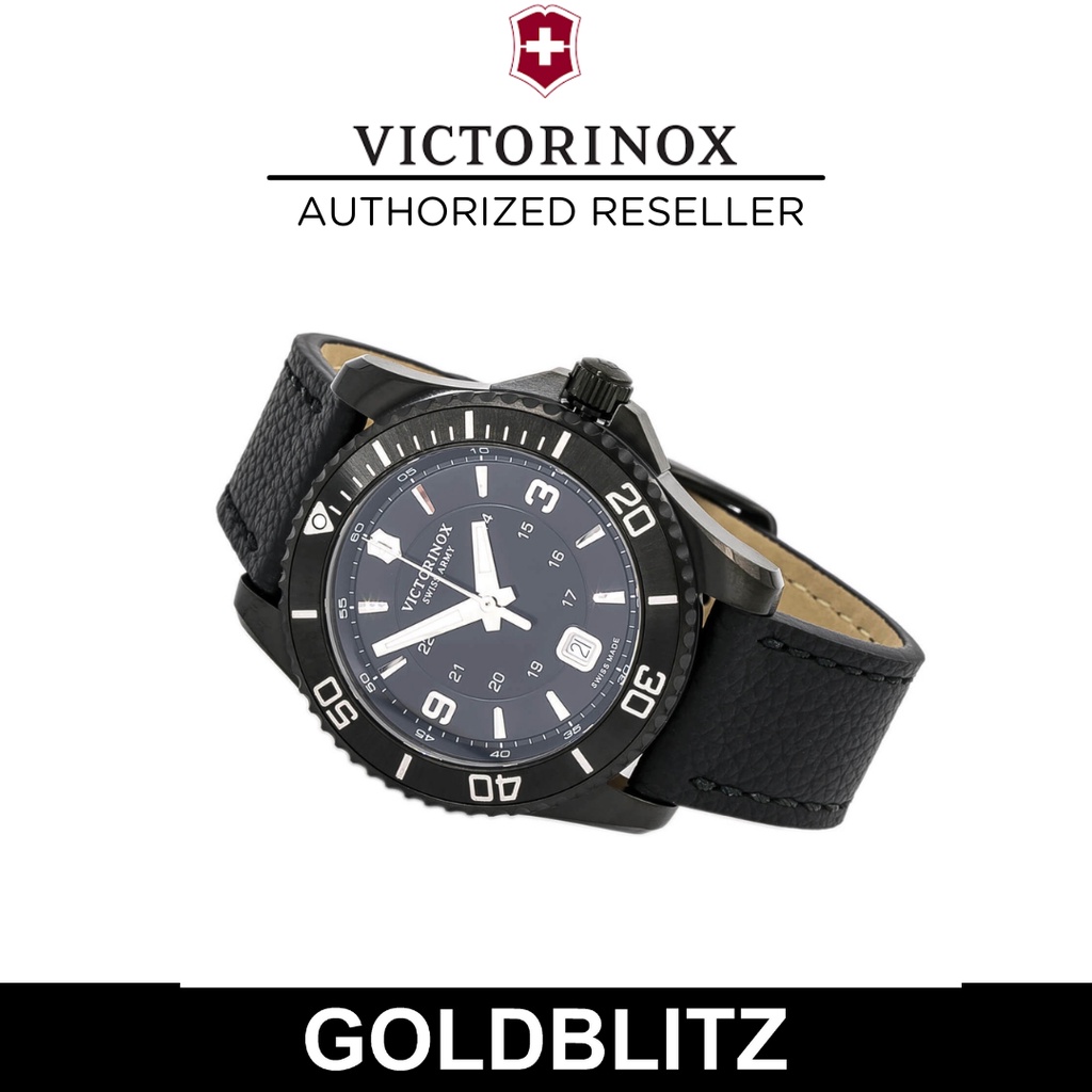 Victorinox Swiss Army 241787 Maverick Black Dial Leather Strap