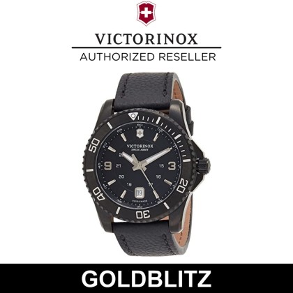 Victorinox Swiss Army 241787 Maverick Black Dial Leather Strap