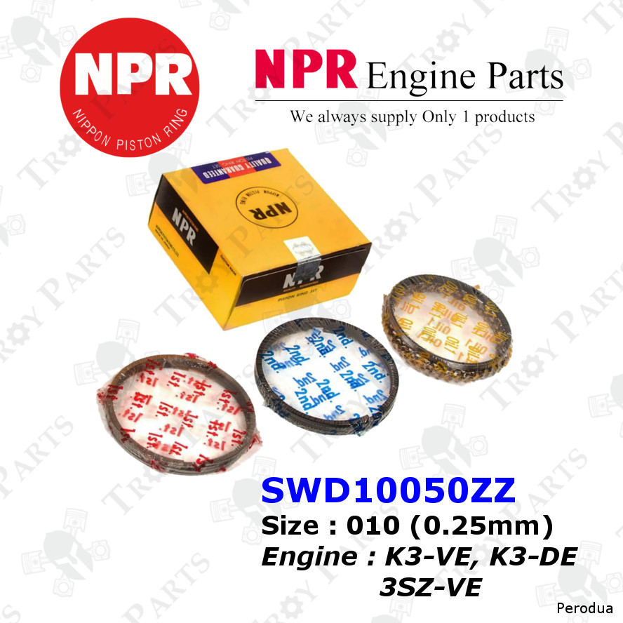 Original NPR Piston Ring Set Perodua Myvi 1.3 1.5 Lagi Best Alza Kembara DVVT K3-VE K3-DE 3SZ-VE (SW