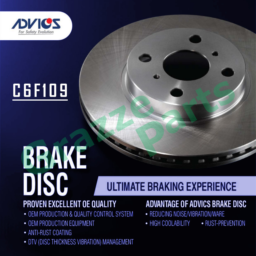 (1pc) Advics Aisin Disc Brake Rotor Front C6F109 CR-V S10 2.0 RD1 RD3 RD5 B20B B20Z K20A Civic 1.7 i
