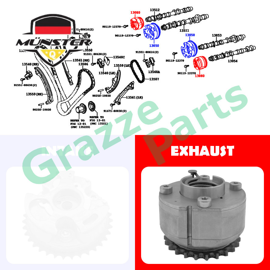 (1pc) Münster VVT Camshaft Timing Chain Gear Sprocket Toyota Lexus GX400 GX460 URJ150 4.6 5.7 V8 1UR