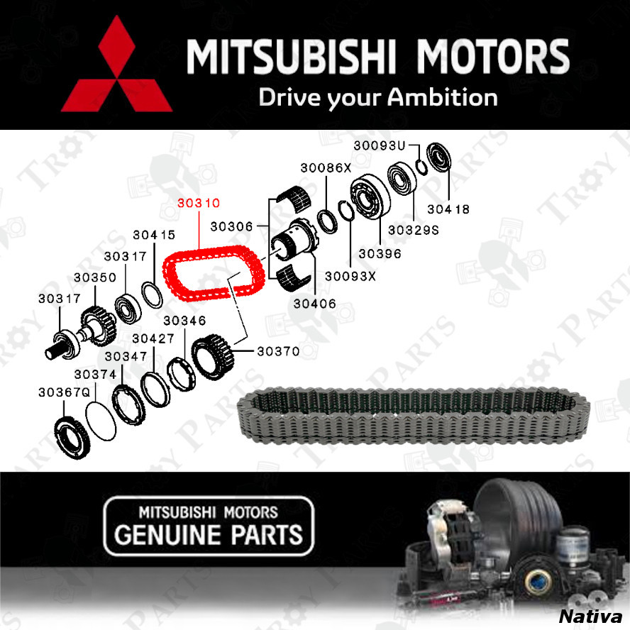 (70L) Mitsubishi Transfer Case Gearbox Chain Output Shaft Drive MR367818 for Nativa K96W K97W KH4W K
