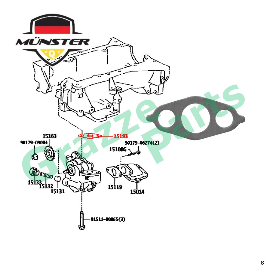 Münster Engine Oil Pump Strainer Gasket 15193-28010 Toyota Camry Aurion ACV31 ACV41 ACV51 2.0 1AZ-FE
