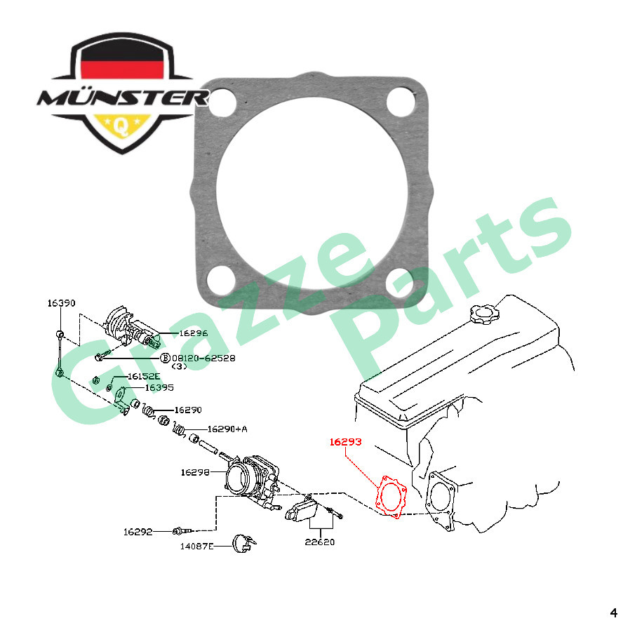 Münster Throttle Body Gasket 16175-53J00 Nissan Bluebird HAU12 HNU12 HU12 2.0 SR20D HNU12 2.0 SR20DT