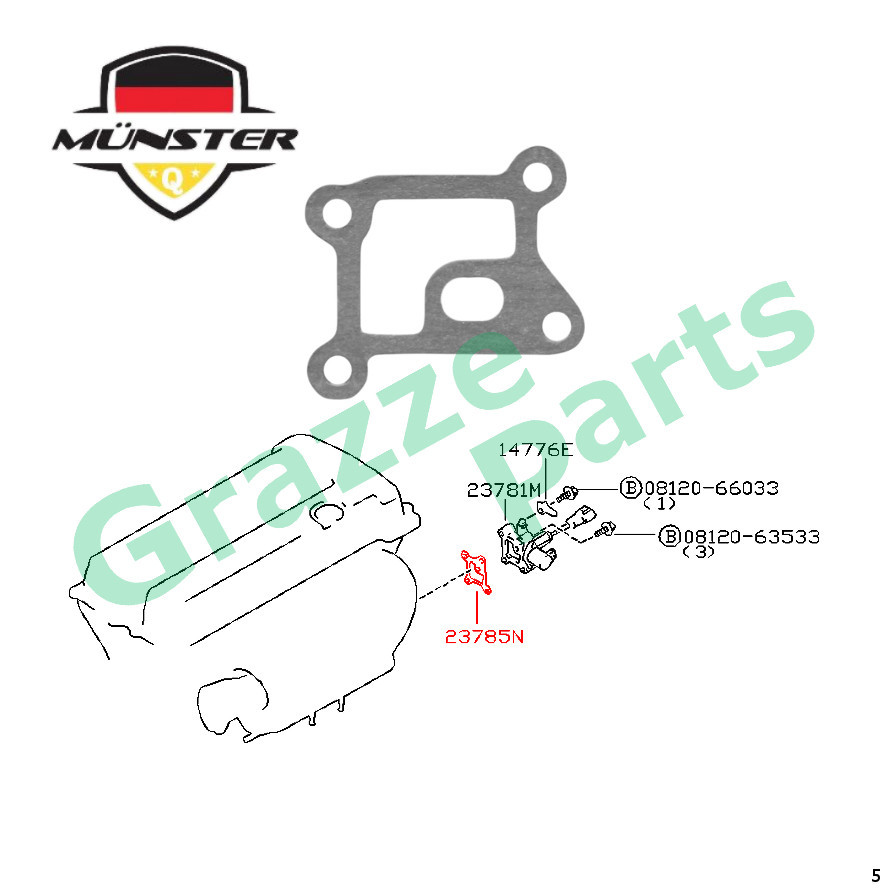 Münster Idle Auxiliary Air Control Valve Gasket 23785-53J00 Nissan Bluebird HAU12 HNU12 HU12 2.0 SR2